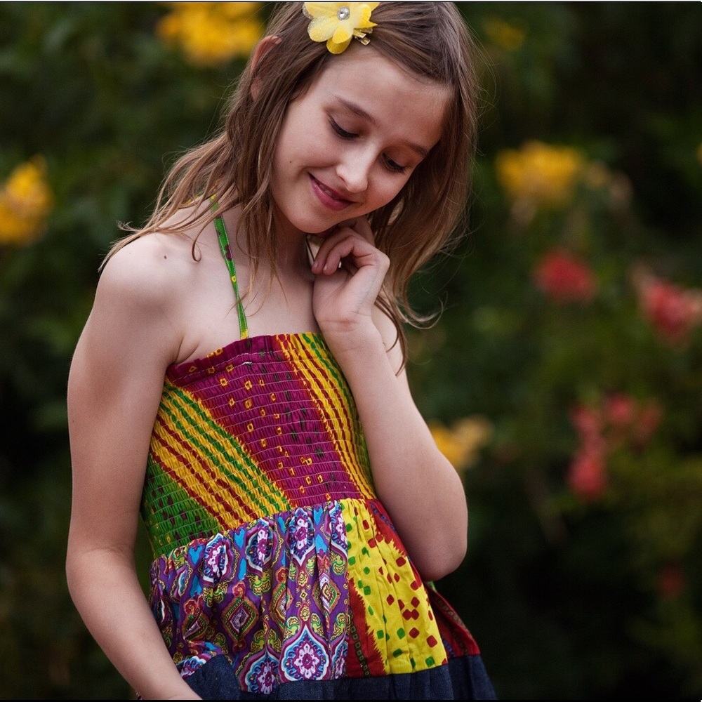 Rainbow Patch Halter Dress